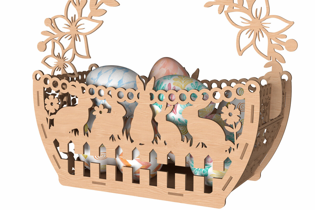 Intra απο ξύλο plywood 3mm-4mm πάχος Μπάνι Πασχαλινό Καλάθι Κόψιμο με Λέιζερ Δίασταση 30x20 cm INTRAFABR-114667941