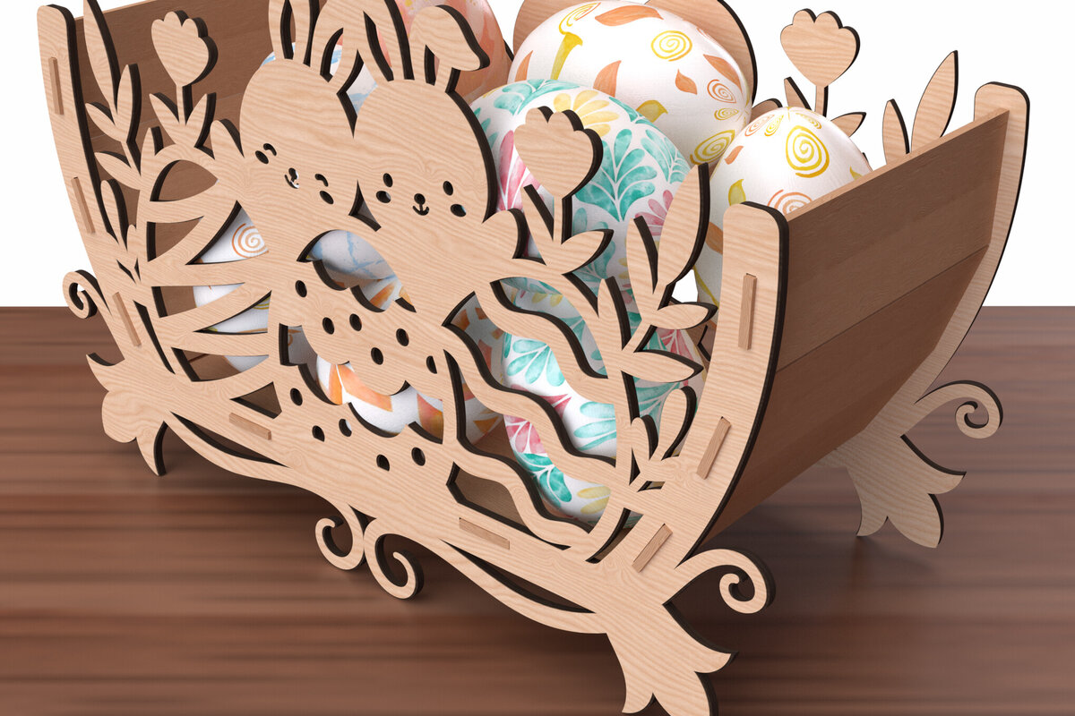 Intra απο ξύλο plywood 3mm-4mm πάχος Κουνελάκι Πασχαλινή Αυγοθήκη - Δίασταση 15x15 cm INTRAFABR-116398406