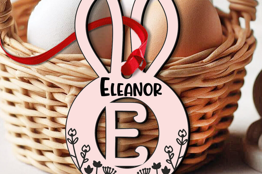 Intra απο ξύλο plywood 3mm-4mm πάχος Μπάνι Πασχαλινό Γράμμα E  Καλάθι Ετικέτα Δίασταση 8x8 cm INTRAFABR-118363057