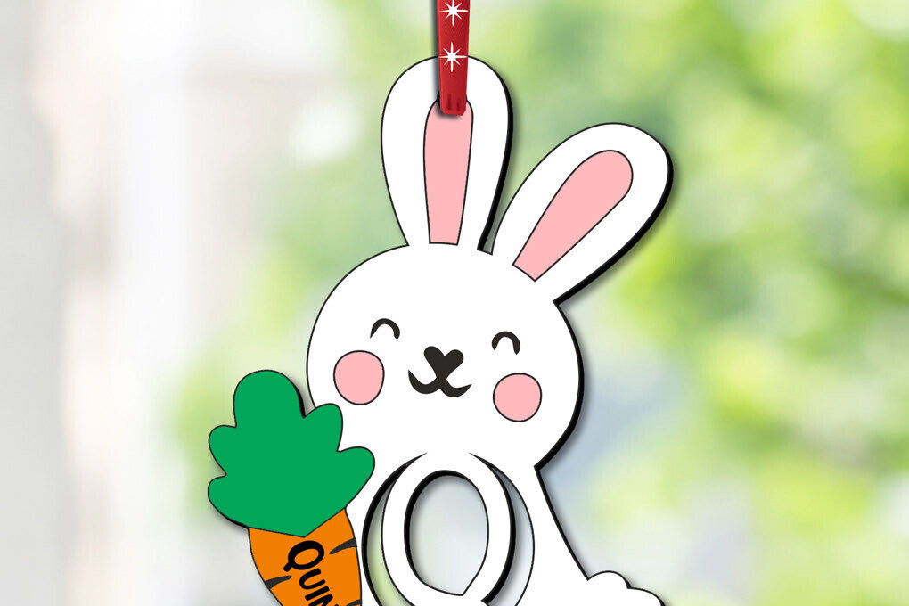 Intra απο ξύλο plywood 3mm-4mm πάχος Πασχαλινό λαγουδάκι Διακοσμητικό γράμμα Q Δίασταση 8x8 cm INTRAFABR-113150042