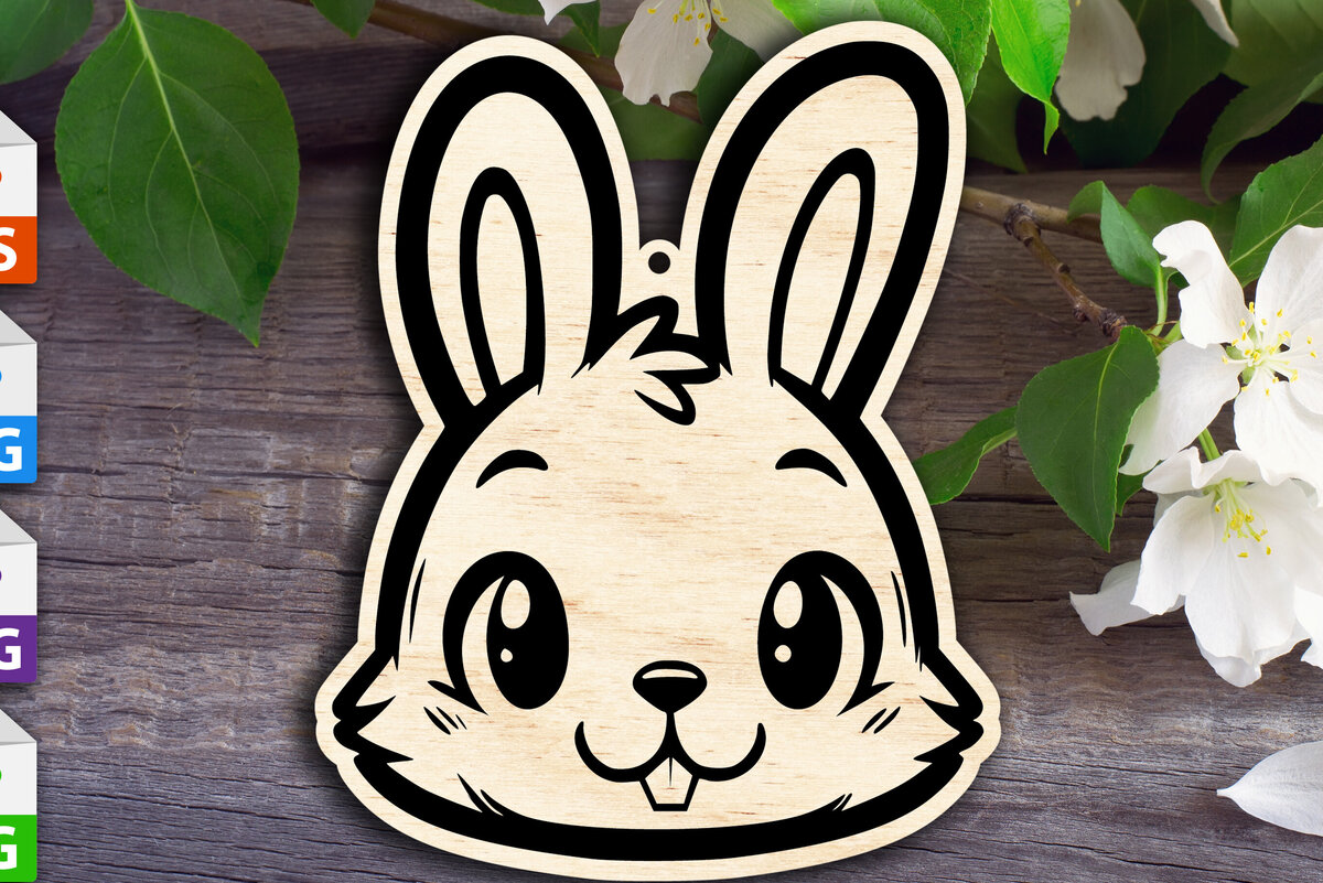 Intra απο ξύλο plywood 3mm-4mm πάχος Πασχαλινό λαγουδάκι Δίασταση 8x8 cm INTRAFABR-93492001