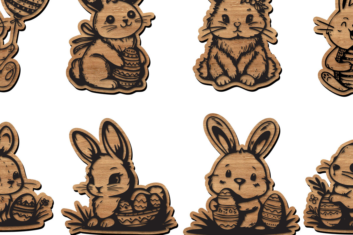 Intra απο ξύλο plywood 3mm-4mm πάχος Bunny Easter 3d Πάσχα Δίασταση 8x8 cm INTRAFABR-112857768