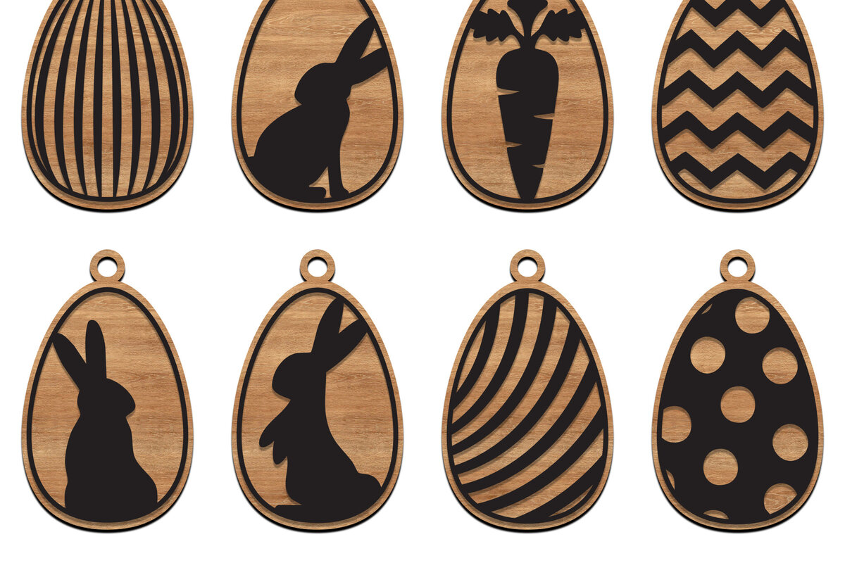 Intra απο ξύλο plywood 3mm-4mm πάχος Διακοσμητικά κομμένα με λέιζερ λαγουδάκι &amp; αυγά Δίασταση 15x15 cm INTRAFABR-115817911