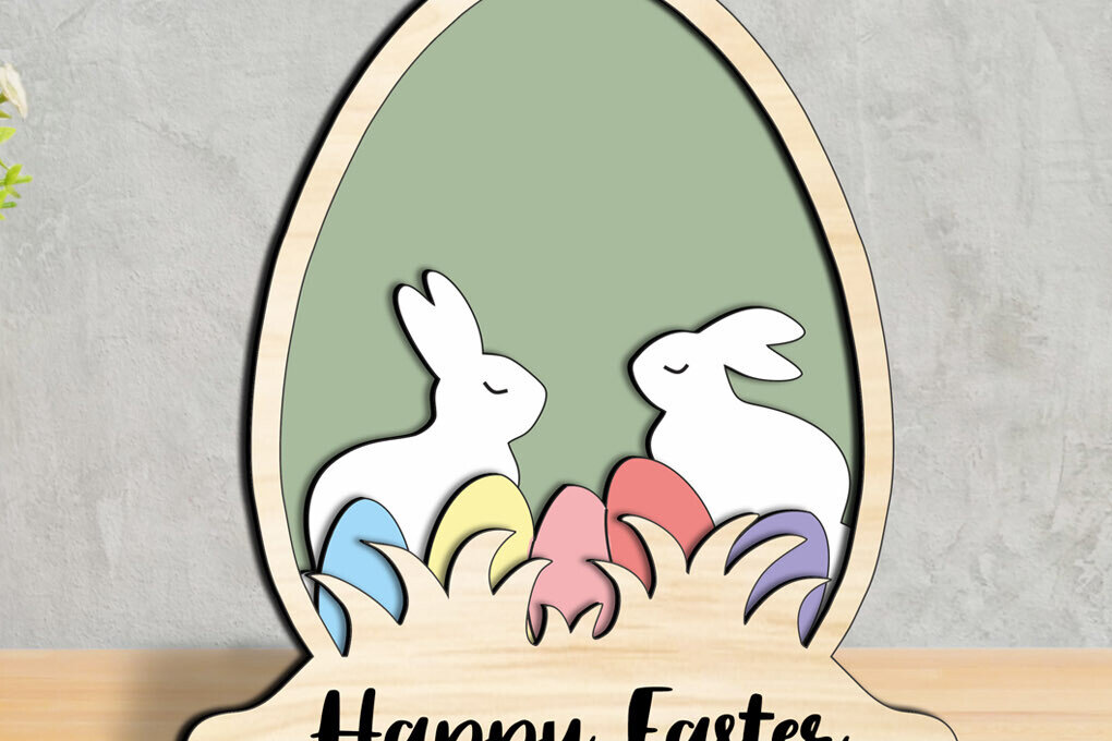 Intra απο ξύλο plywood 3mm-4mm πάχος Bunny Eggs Πασχαλινή διακόσμηση σπιτιού Globe Δίασταση 15x15 cm INTRAFABR-119076094 - Image 1
