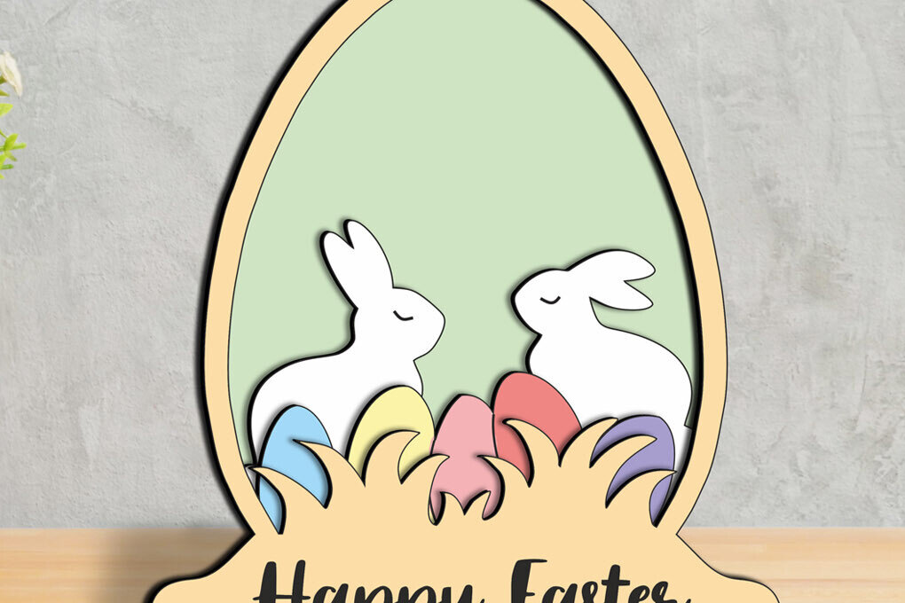 Intra απο ξύλο plywood 3mm-4mm πάχος Bunny Eggs Πασχαλινή διακόσμηση σπιτιού Globe Δίασταση 15x15 cm INTRAFABR-119076094 - Image 2