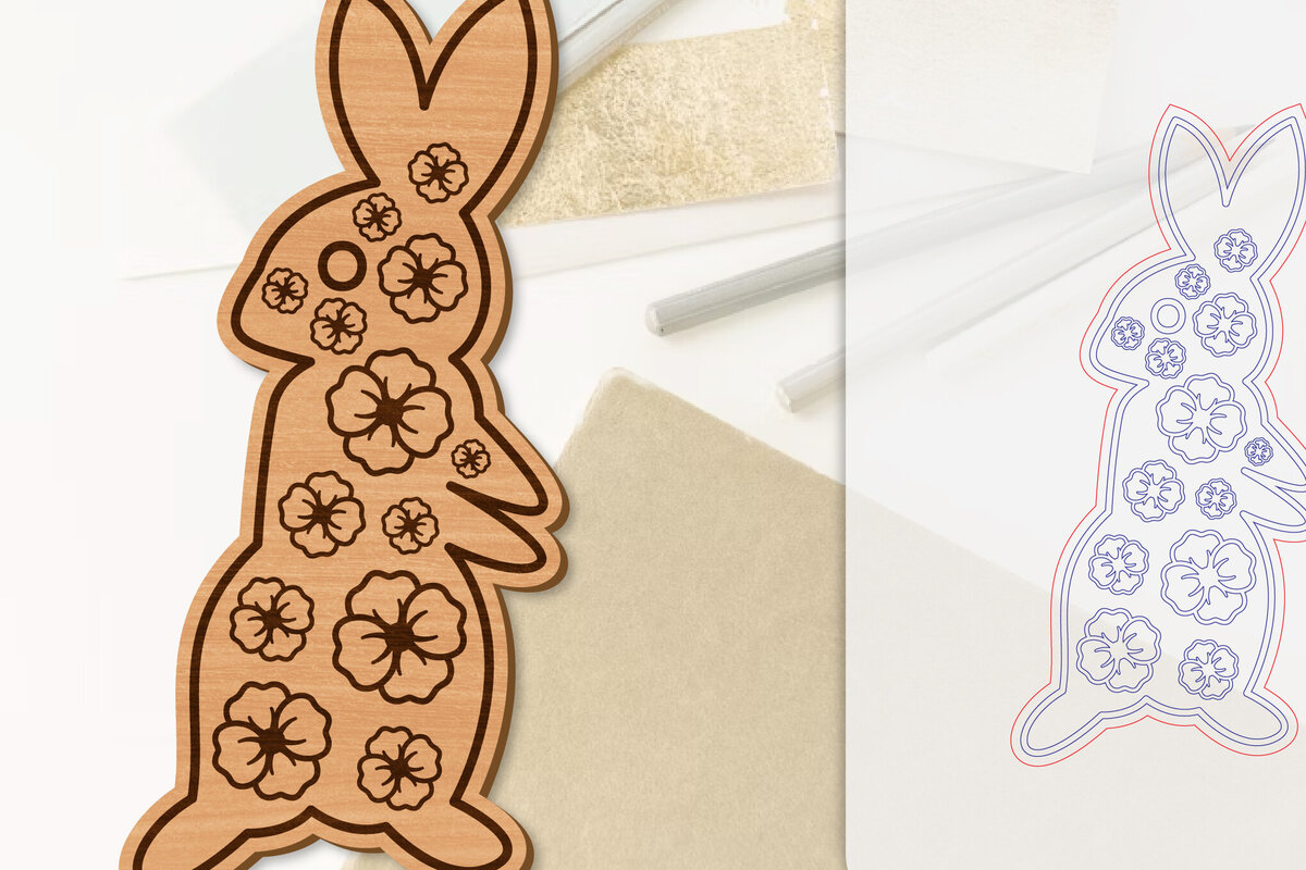 Intra απο ξύλο plywood 3mm-4mm πάχος Λουλούδι λαγουδάκι με λέιζερ Δίασταση 15x15 cm INTRAFABR-118075738