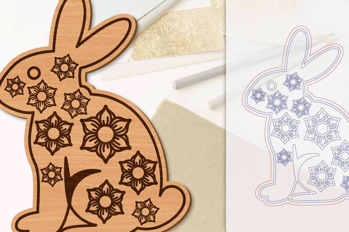 Intra απο ξύλο plywood 3mm-4mm πάχος Λουλούδι λαγουδάκι με λέιζερ Δίασταση 15x15 cm INTRAFABR-118075747