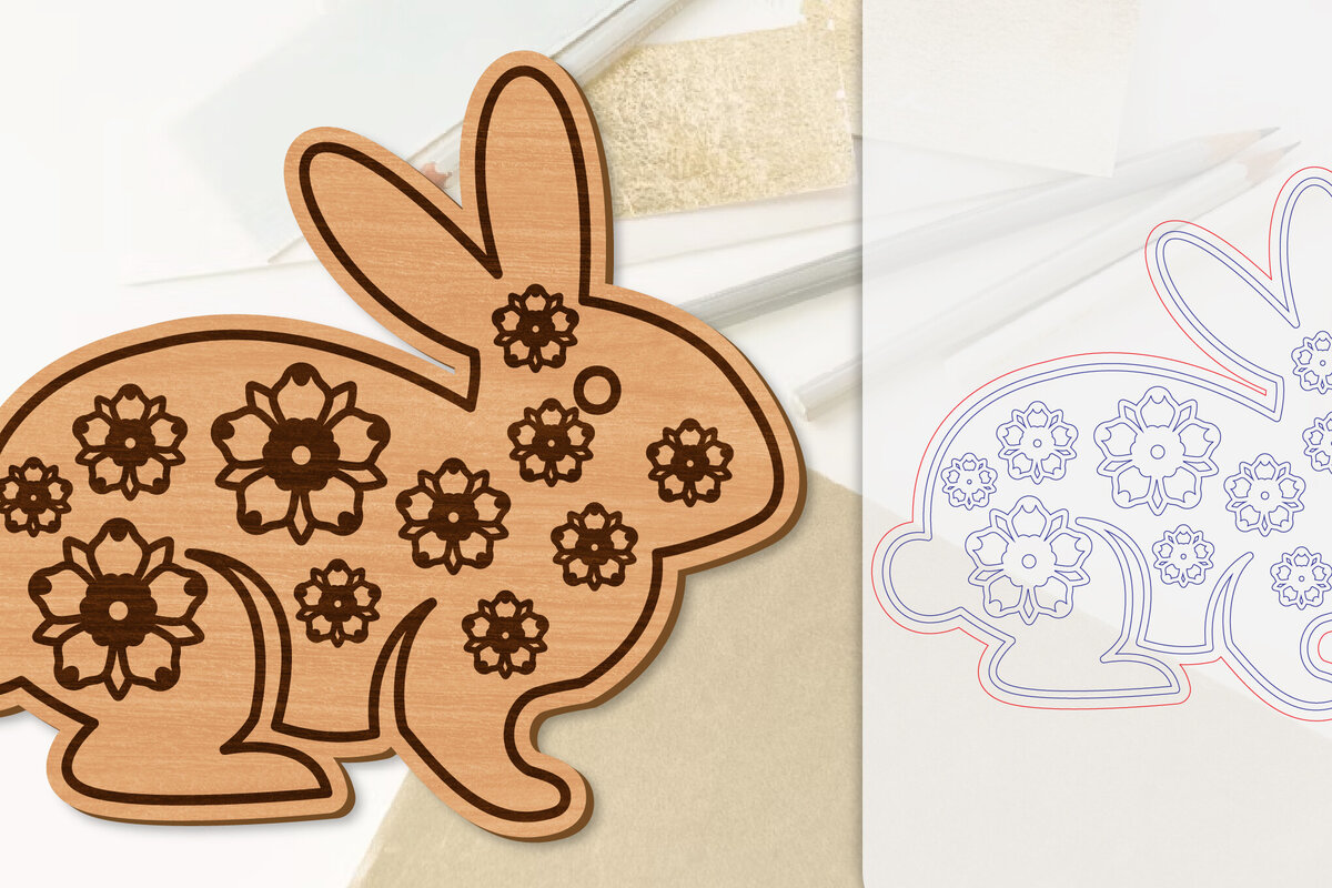 Intra απο ξύλο plywood 3mm-4mm πάχος Λουλούδι λαγουδάκι με λέιζερ Δίασταση 15x15 cm INTRAFABR-118075755