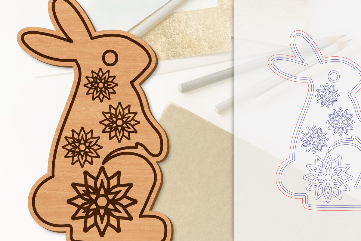 Intra απο ξύλο plywood 3mm-4mm πάχος Λουλούδι λαγουδάκι με λέιζερ Δίασταση 15x15 cm INTRAFABR-118075768