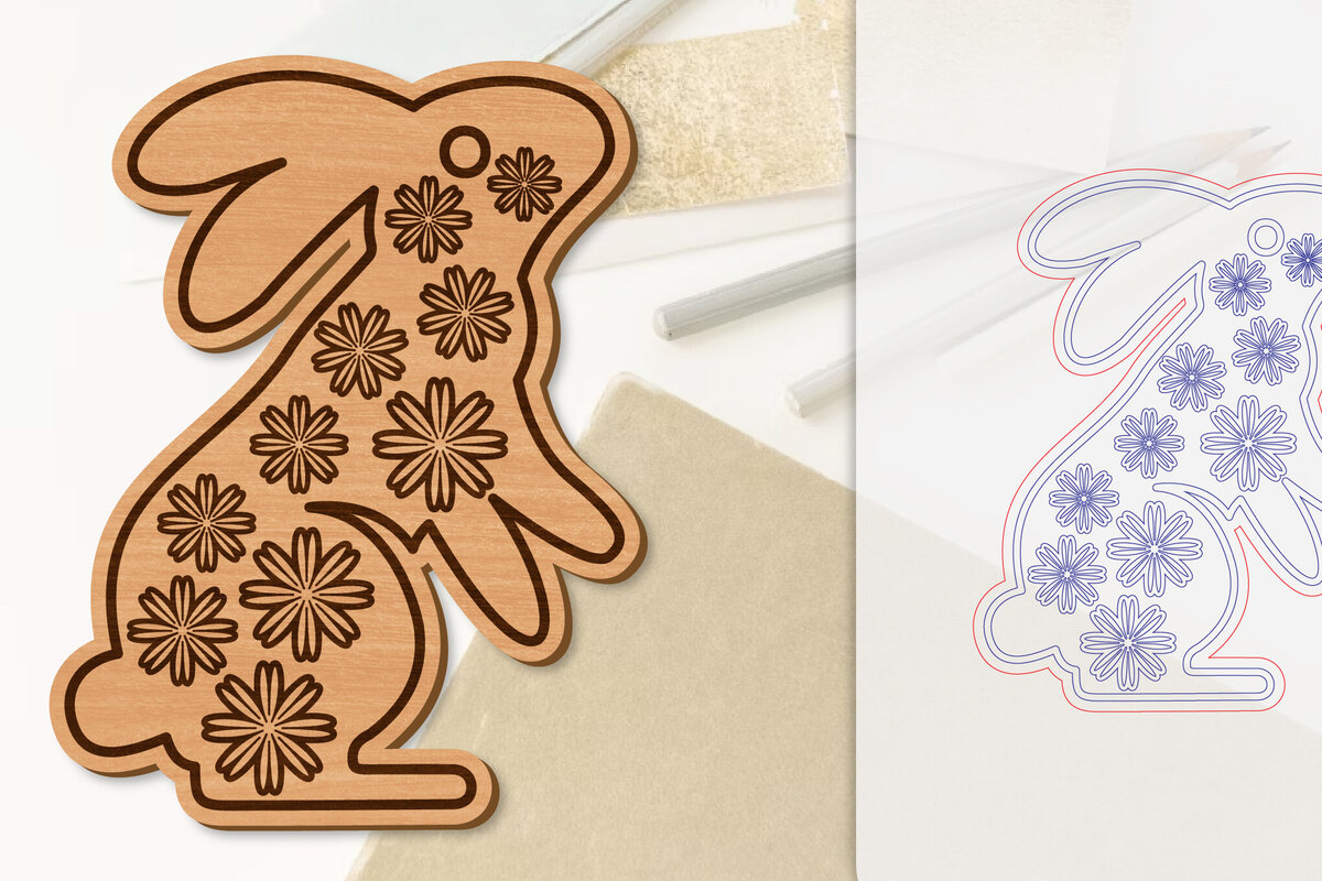 Intra απο ξύλο plywood 3mm-4mm πάχος Λουλούδι λαγουδάκι με λέιζερ Δίασταση 15x15 cm INTRAFABR-118075775