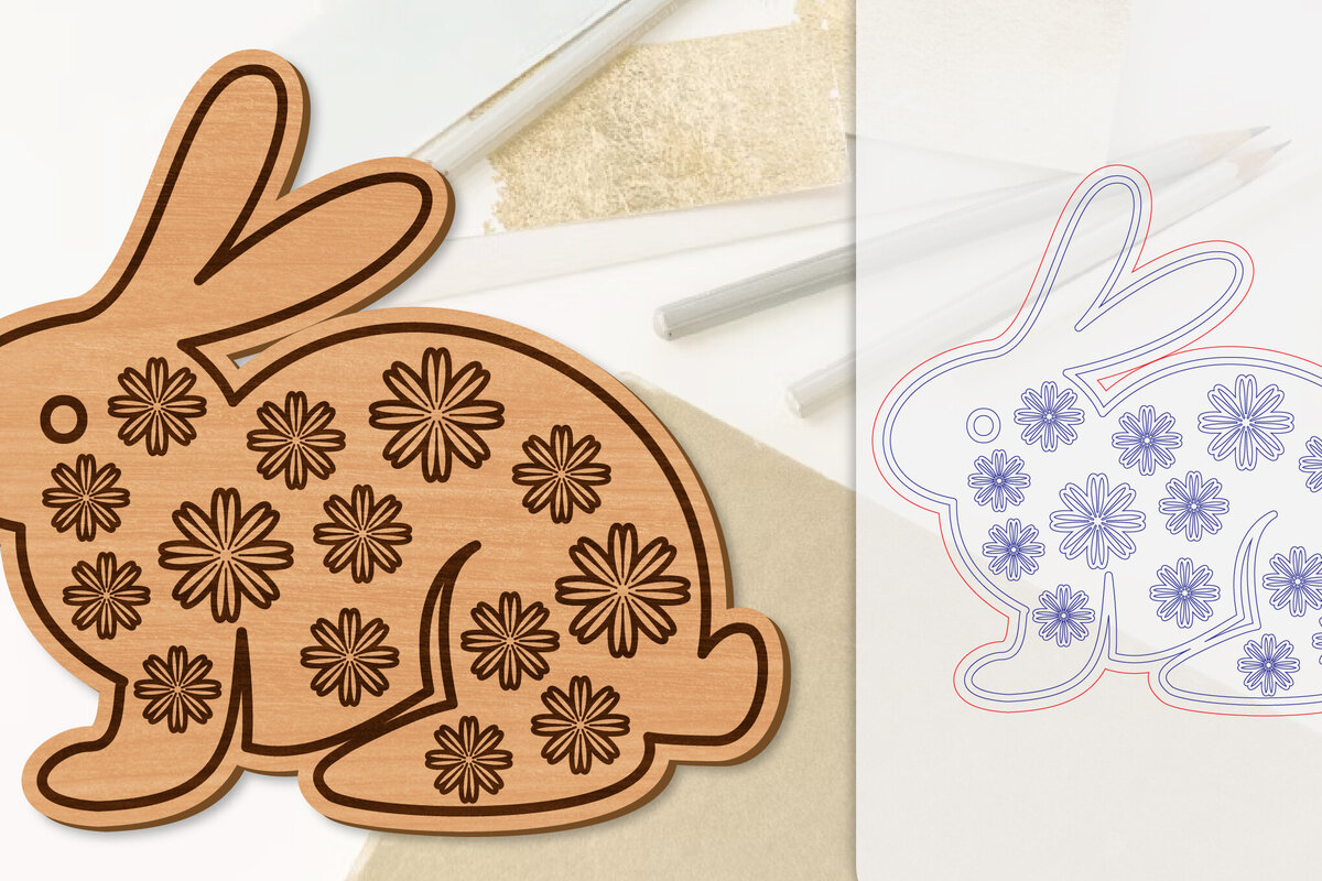 Intra απο ξύλο plywood 3mm-4mm πάχος Λουλούδι λαγουδάκι με λέιζερ Δίασταση 15x15 cm INTRAFABR-118075777