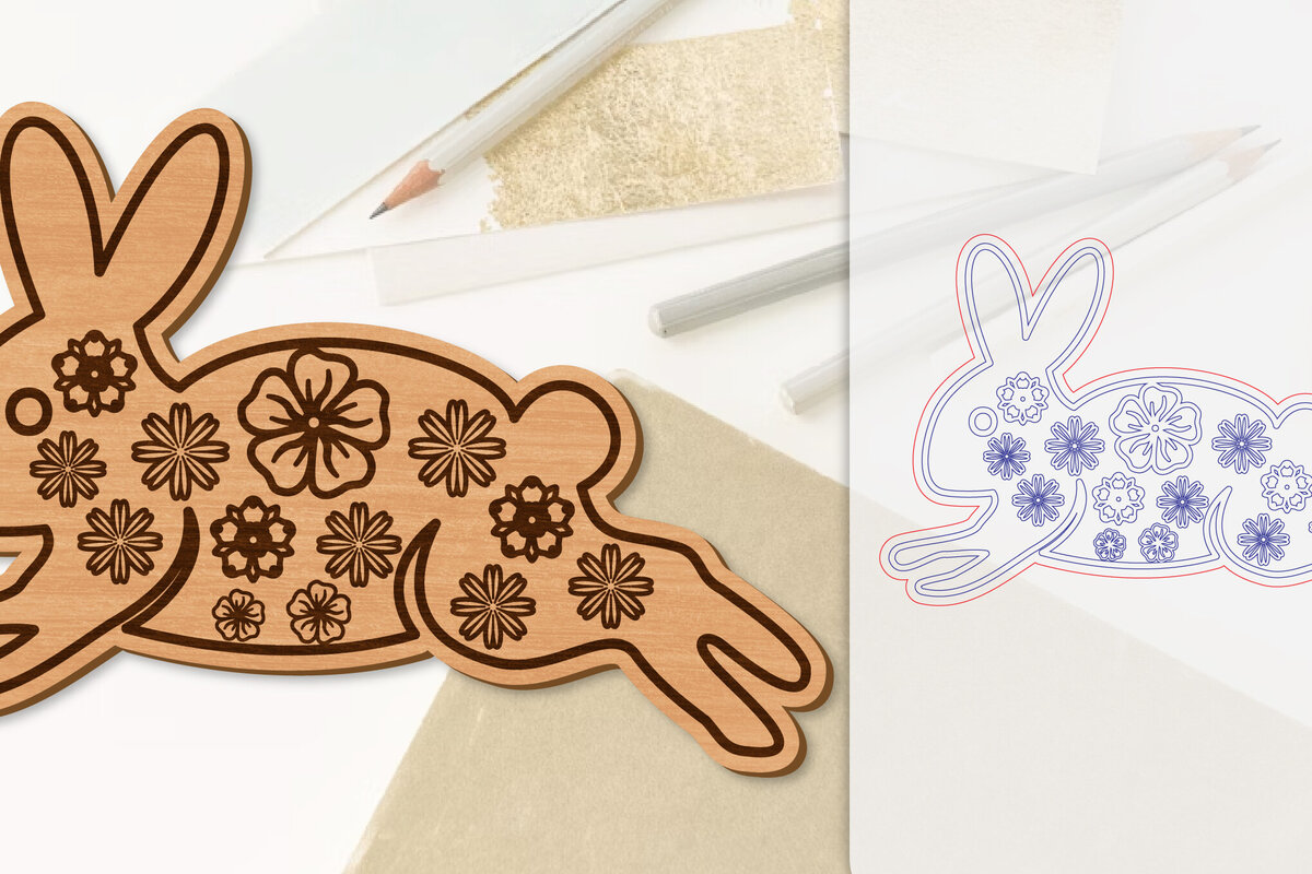 Intra απο ξύλο plywood 3mm-4mm πάχος Λουλούδι λαγουδάκι με λέιζερ Δίασταση 15x15 cm INTRAFABR-118075789