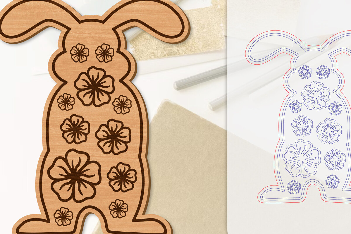 Intra απο ξύλο plywood 3mm-4mm πάχος Λουλούδι λαγουδάκι με λέιζερ Δίασταση 15x15 cm INTRAFABR-118075739