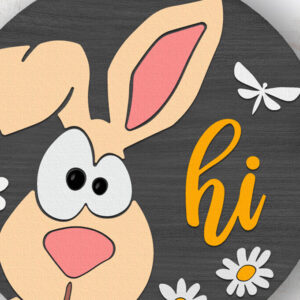 Intra απο ξύλο plywood 3mm-4mm πάχος Bunny Hi , Πασχαλινή επιγραφή πόρτας Δίασταση 15x15 cm INTRAFABR-114554912