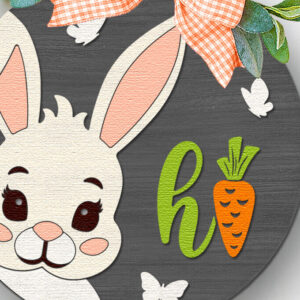 Intra απο ξύλο plywood 3mm-4mm πάχος Bunny Hi , Πασχαλινή πινακίδα πόρτας κουνελιού Δίασταση 15x15 cm INTRAFABR-116925105