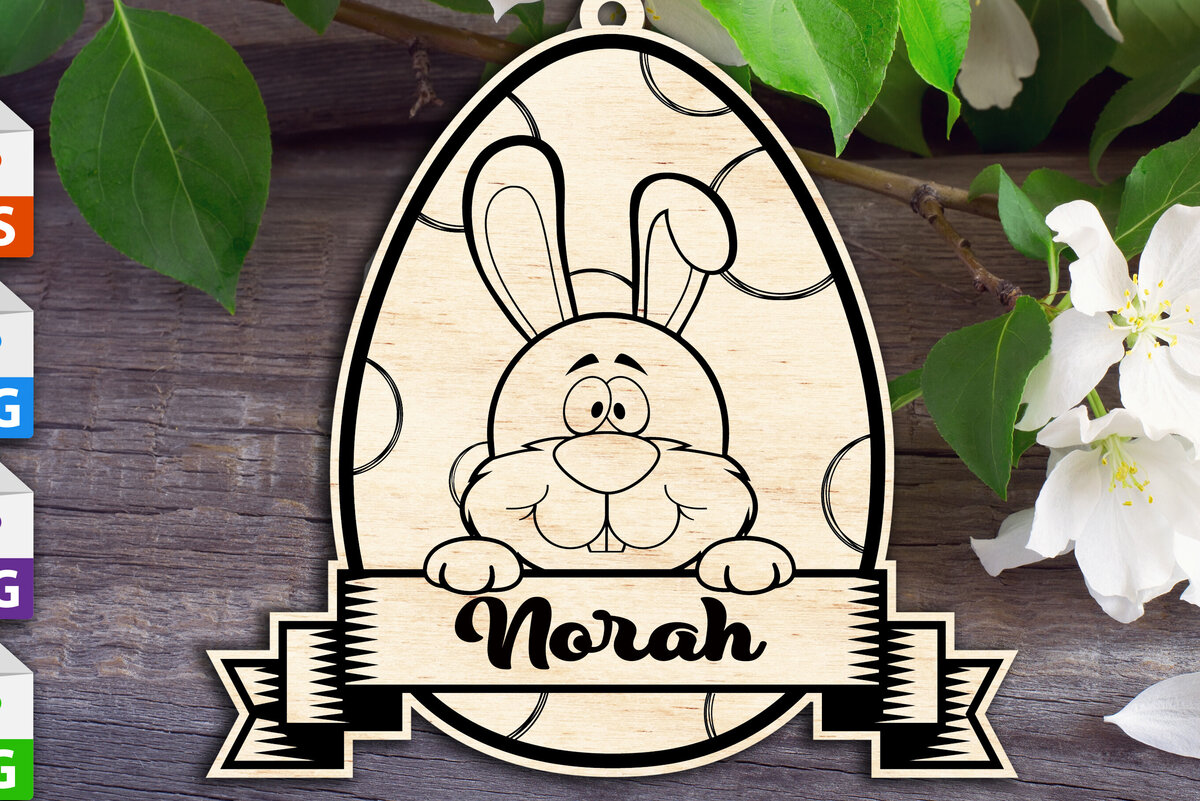 Intra απο ξύλο plywood 3mm-4mm πάχος Λαγουδάκι που κρατά ένα πανό - Πάσχα Δίασταση 15x15 cm INTRAFABR-92369388