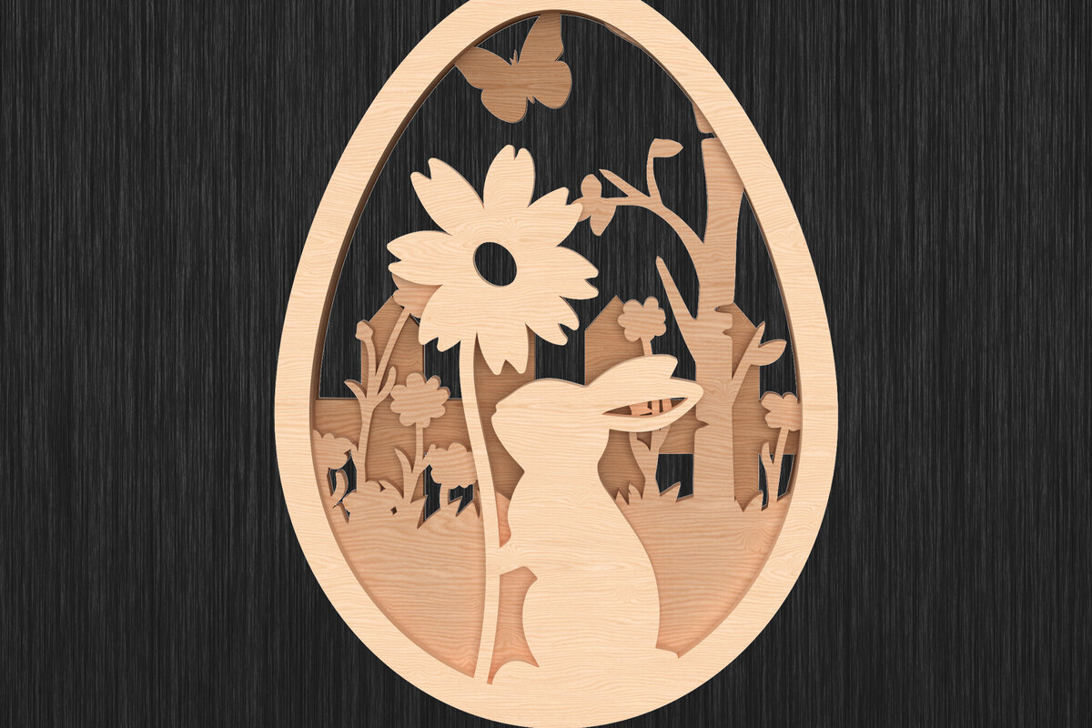 Intra απο ξύλο plywood 3mm-4mm πάχος Λαγουδάκι στο στολίδι λουλουδιών άνοιξη Δίασταση 8x8 cm INTRAFABR-114235960