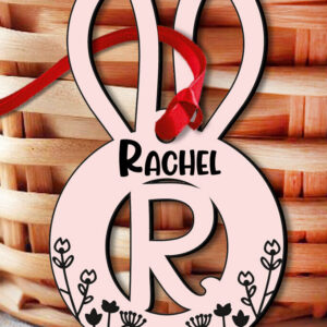 Intra απο ξύλο plywood 3mm-4mm πάχος Bunny  Letter R Πασχαλινό καλάθι Ετικέτα Δίασταση 8x8 cm INTRAFABR-118443461