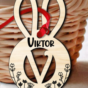 Intra απο ξύλο plywood 3mm-4mm πάχος Bunny  Letter V Λουλούδια Πάσχα Δίασταση 8x8 cm INTRAFABR-118450591