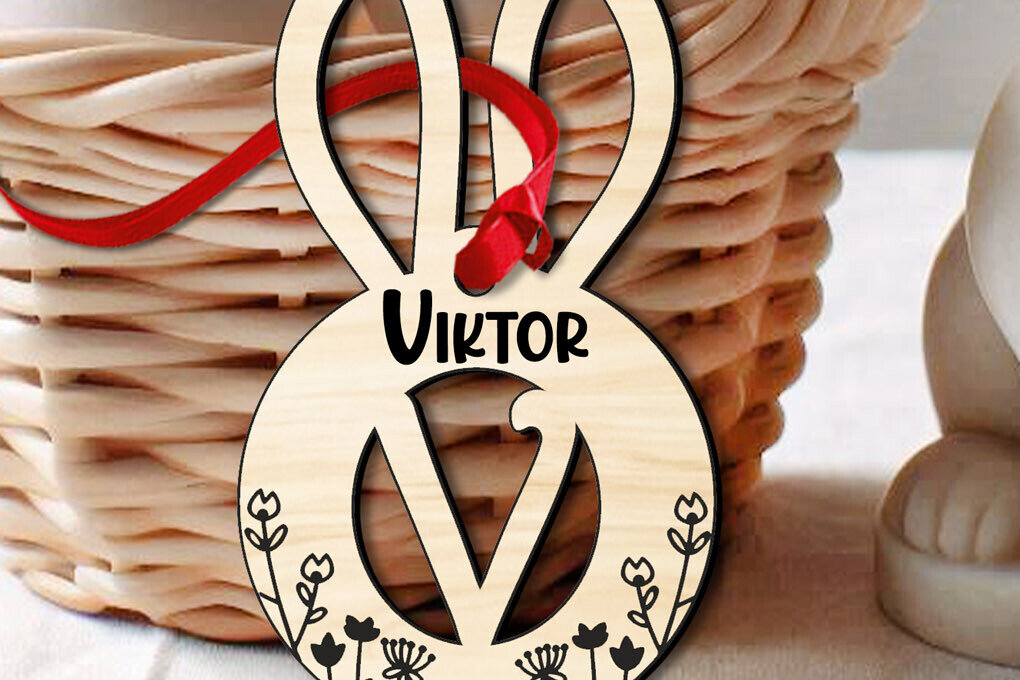 Intra απο ξύλο plywood 3mm-4mm πάχος Bunny  Letter V Λουλούδια Πάσχα Δίασταση 8x8 cm INTRAFABR-118450591