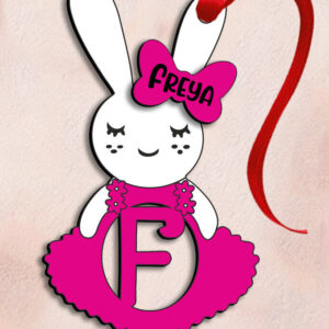Intra απο ξύλο plywood 3mm-4mm πάχος Bunny Letter F Πασχαλινό Καλάθι Ετικέτα  Δίασταση 8x8 cm INTRAFABR-114366818
