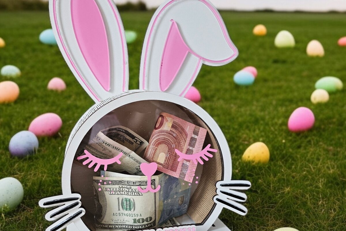 Intra απο ξύλο plywood 3mm-4mm πάχος Bunny Piggy Bank , Money Δίασταση 15x15 cm INTRAFABR-118223784