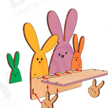 Intra απο ξύλο plywood 3mm-4mm πάχος Bunny Rabbit Kids Nursery ράφι Δίασταση 6x6 cm INTRAFABR-110986610 - Image 1