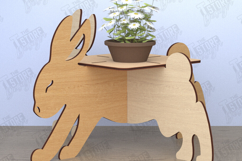 Intra απο ξύλο plywood 3mm-4mm πάχος Στάση για γλάστρα σε σχήμα λαγουδάκι|Διακόσμηση σπιτιού Δίασταση 30x20 cm INTRAFABR-119248808