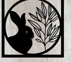 Intra απο ξύλο plywood 3mm-4mm πάχος κοπής με λέιζερ μεταλλικού τοίχου Bunny Sign Δίασταση 40x40 cm INTRAFABR-91447407