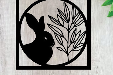 Intra απο ξύλο plywood 3mm-4mm πάχος κοπής με λέιζερ μεταλλικού τοίχου Bunny Sign Δίασταση 40x40 cm INTRAFABR-91447407