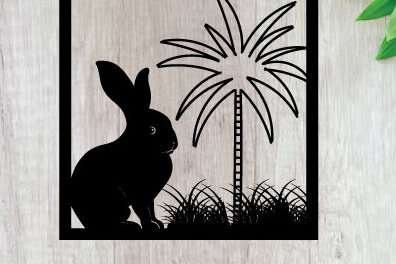Intra απο ξύλο plywood 3mm-4mm πάχος κοπής με λέιζερ μεταλλικού τοίχου Bunny Sign Δίασταση 40x40 cm INTRAFABR-91447475