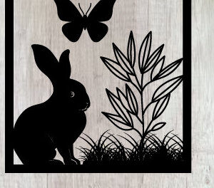 Intra απο ξύλο plywood 3mm-4mm πάχος κοπής με λέιζερ μεταλλικού τοίχου Bunny Sign Δίασταση 40x40 cm INTRAFABR-91447550