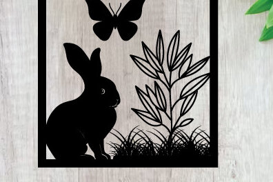 Intra απο ξύλο plywood 3mm-4mm πάχος κοπής με λέιζερ μεταλλικού τοίχου Bunny Sign Δίασταση 40x40 cm INTRAFABR-91447550