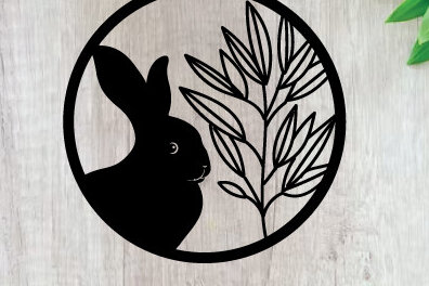 Intra απο ξύλο plywood 3mm-4mm πάχος κοπής με λέιζερ μεταλλικού τοίχου Bunny Sign Δίασταση 40x40 cm INTRAFABR-91447133