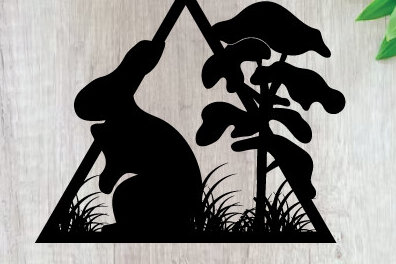 Intra απο ξύλο plywood 3mm-4mm πάχος Κόψιμο με λέιζερ μεταλλικό τοίχου Bunny Sign Δίασταση 40x40 cm INTRAFABR-91447074