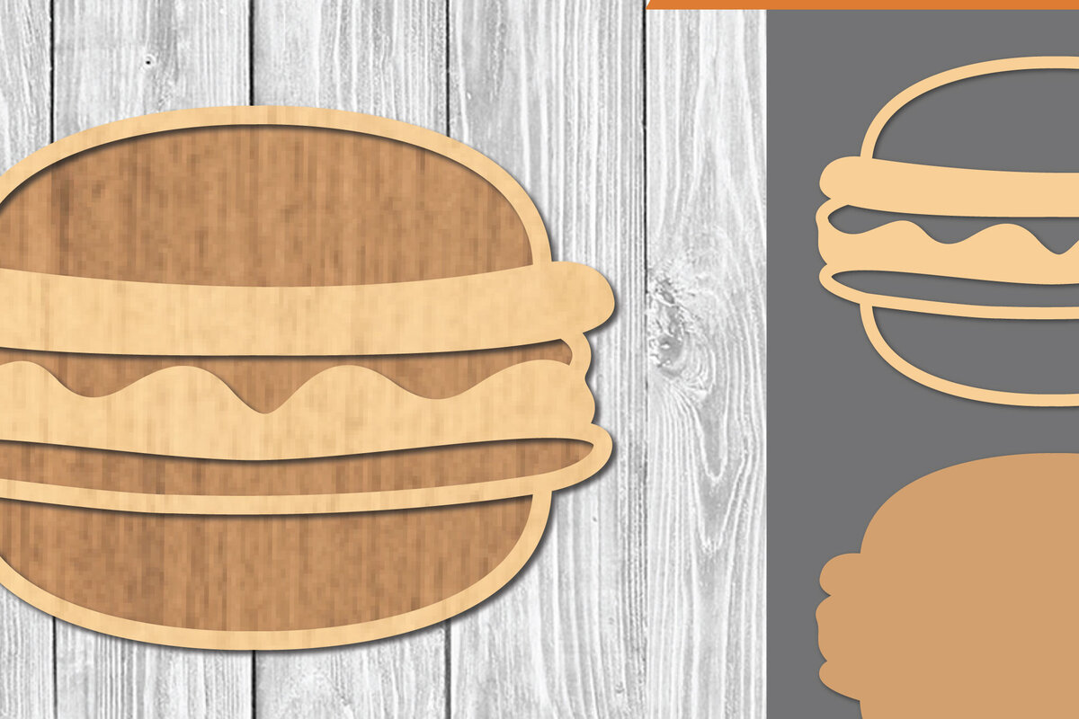 Intra απο ξύλο plywood 3mm-4mm πάχος Burger Decoration Δίασταση 15x15 cm INTRAFABR-109510499 - Image 1