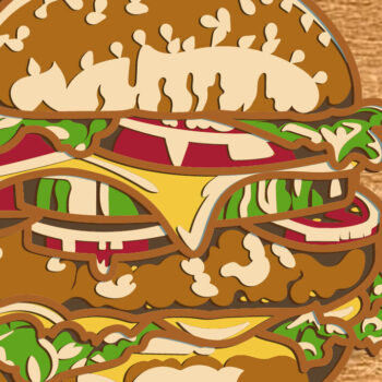 Intra απο ξύλο plywood 3mm-4mm πάχος Burger Multilayer 3D / Burger 3D Δίασταση 30x20 cm INTRAFABR-77275254 - Image 1