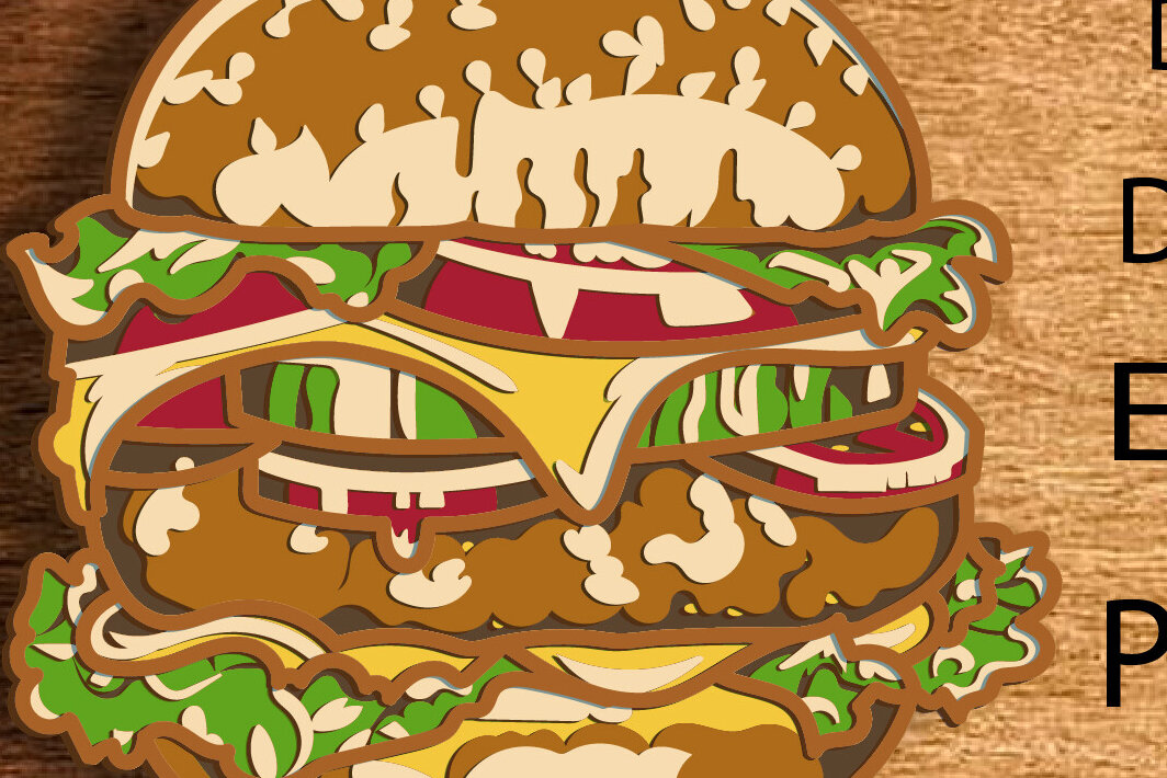 Intra απο ξύλο plywood 3mm-4mm πάχος Burger Multilayer 3D / Burger 3D Δίασταση 30x20 cm INTRAFABR-77275254 - Image 1