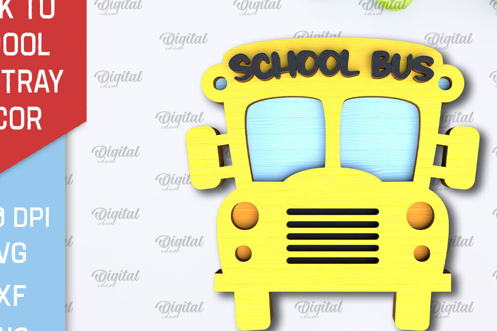 Intra απο ξύλο plywood 3mm-4mm πάχος Λεωφορείο Επιστροφή στο σχολείο Δίσκος βαθμίδας κοπής με λέιζερ Δίασταση 30x20 cm INTRAFABR-102240499