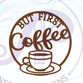 Intra απο ξύλο plywood 3mm-4mm πάχος Αλλά First Coffee and Wine Wall Sign, Δίασταση 10x10 cm INTRAFABR-123871380 - Image 3