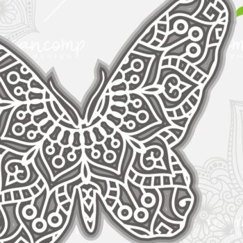 Intra απο ξύλο plywood 3mm-4mm πάχος Πεταλούδες #9 Mandala 3D Layered Δίασταση 30x30 cm INTRAFABR-12200451 - Image 1