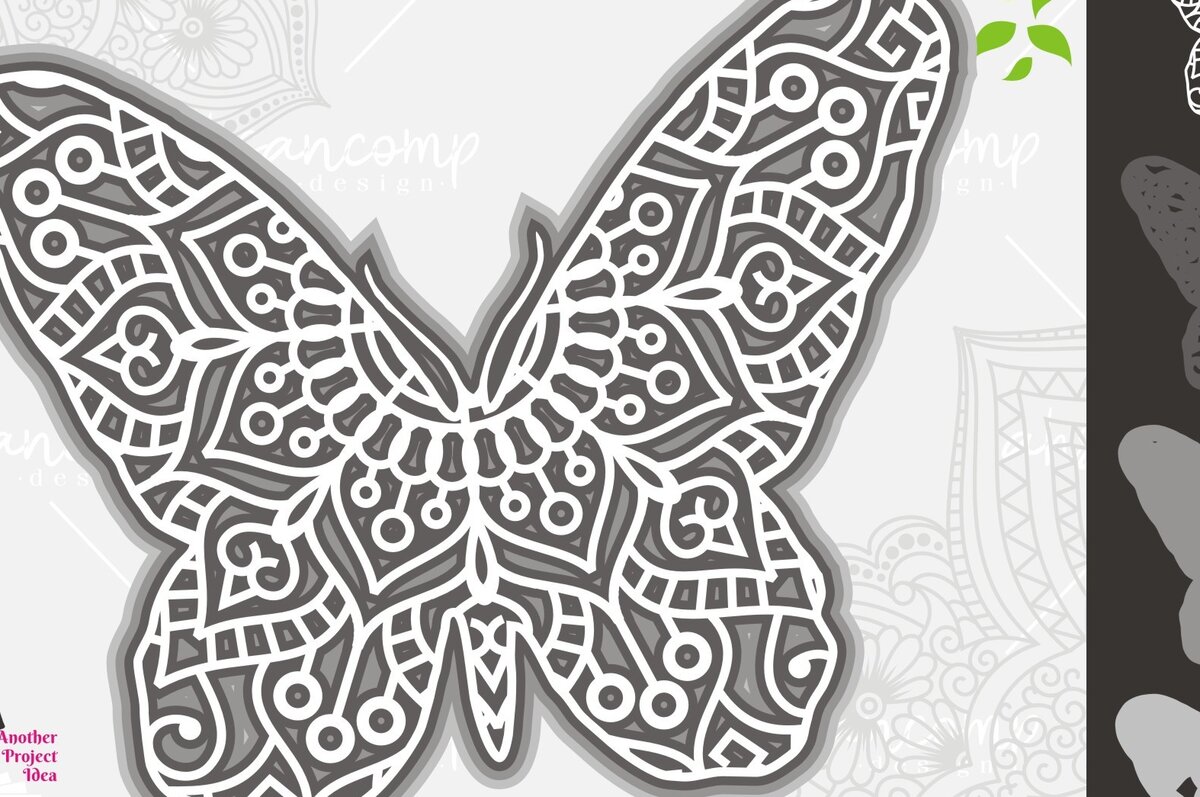 Intra απο ξύλο plywood 3mm-4mm πάχος Πεταλούδες #9 Mandala 3D Layered Δίασταση 30x30 cm INTRAFABR-12200451