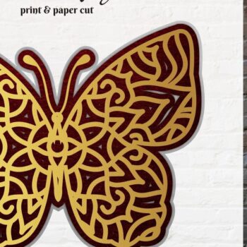 Intra απο ξύλο plywood 3mm-4mm πάχος Butterfly #1 Mandala 3D Layered Δίασταση 30x30 cm INTRAFABR-15082845 - Image 1