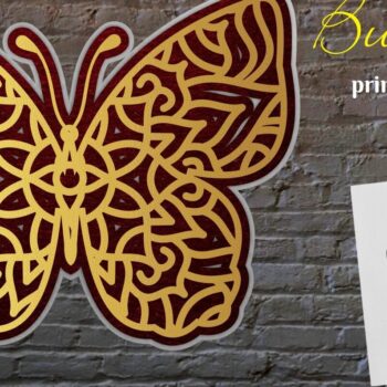Intra απο ξύλο plywood 3mm-4mm πάχος Butterfly #1 Mandala 3D Layered Δίασταση 30x30 cm INTRAFABR-15082845 - Image 2
