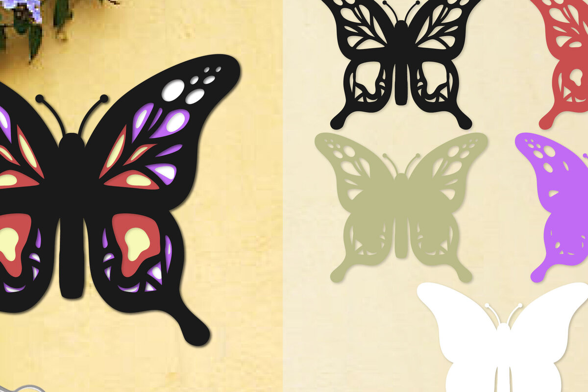 Intra απο ξύλο plywood 3mm-4mm πάχος Πεταλούδα 3D Layered Papercut Δίασταση 30x20 cm INTRAFABR-96048802