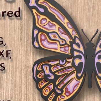 Intra απο ξύλο plywood 3mm-4mm πάχος κοπής πολλαπλών επιπέδων Butterfly 3D Δίασταση 8x8 cm INTRAFABR-109349303 - Image 1