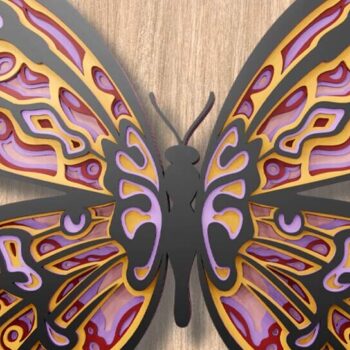 Intra απο ξύλο plywood 3mm-4mm πάχος κοπής πολλαπλών επιπέδων Butterfly 3D Δίασταση 8x8 cm INTRAFABR-109349303 - Image 2