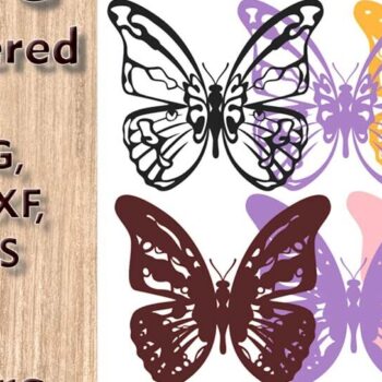 Intra απο ξύλο plywood 3mm-4mm πάχος κοπής πολλαπλών επιπέδων Butterfly 3D Δίασταση 8x8 cm INTRAFABR-109349303 - Image 3