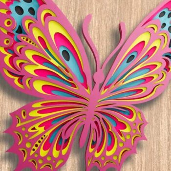 Intra απο ξύλο plywood 3mm-4mm πάχος κοπής πολλαπλών επιπέδων Butterfly 3D Δίασταση 250x250 cm INTRAFABR-109001329 - Image 2