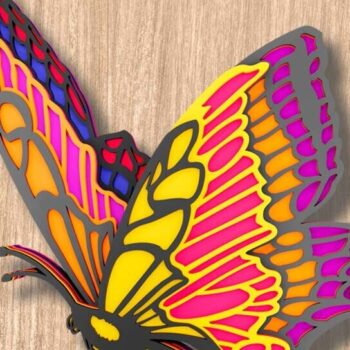 Intra απο ξύλο plywood 3mm-4mm πάχος λέιζερ πολλαπλών επιπέδων Butterfly 3D Δίασταση 8x8 cm INTRAFABR-109449691 - Image 2